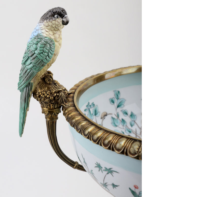 Lovecup Porcelain Vase Double Bird Handle With Bronze Ormolu L410