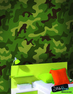 Woodland Green Military Combat Camo Camouflage Wall Mural #6064