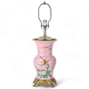 Lovecup Porcelain Pink Floral And Bird Pattern Round Vase With Bronze Ormolu Table Lamp L994