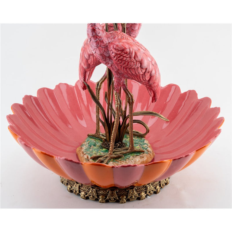 PORCELAIN DOUBLE PINK FLAMINGO BASIN L999