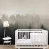 Misty Pine Forest Wall Mural. Peaceful Foggy Morning Scenery. #6122