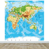 Large Blue World Map Wall Mural. #6134