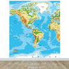 Large Blue World Map Wall Mural. #6134