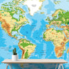 Large Blue World Map Wall Mural. #6134