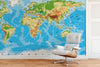 Large Blue World Map Wall Mural. #6134