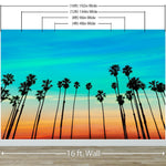 California SoCal Tropical Sunset Palm Trees Large Wall Mural. #6139