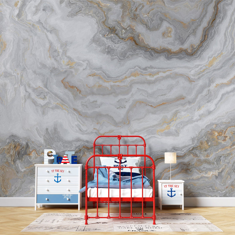 White Marble Stone Granite Slate Peel and Stick Wallpaper | Removable Wall Mural #6180