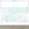 Pastel Botanical Nature Wallpaper Mural. Leafs and Flowers Design. #6195