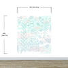 Pastel Botanical Nature Wallpaper Mural. Leafs and Flowers Design. #6195