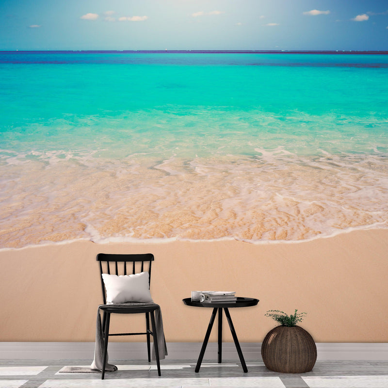Tropical White Sand Paradise Beach Ocean Wave Scenery Wall Mural. #6201