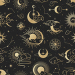 Astronomy Pattern Peel and Stick Wallpaper. Stars, Sun, Moon and Cloud. Removable Wall Mural #6208