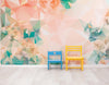 Geometric Pink Flower Pattern Peel and Stick Wallpaper | Removable Wall Mural #6211