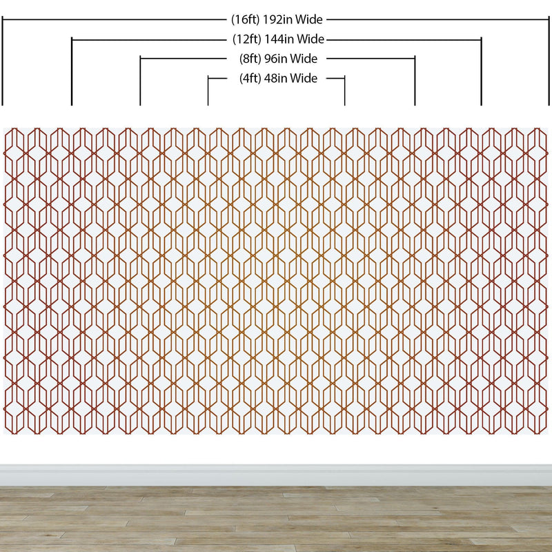 Modern Geometric Shape 3D Hexagon Bronze Lines Peel and Stick Wallpaper | Removable Wall Mural #6213