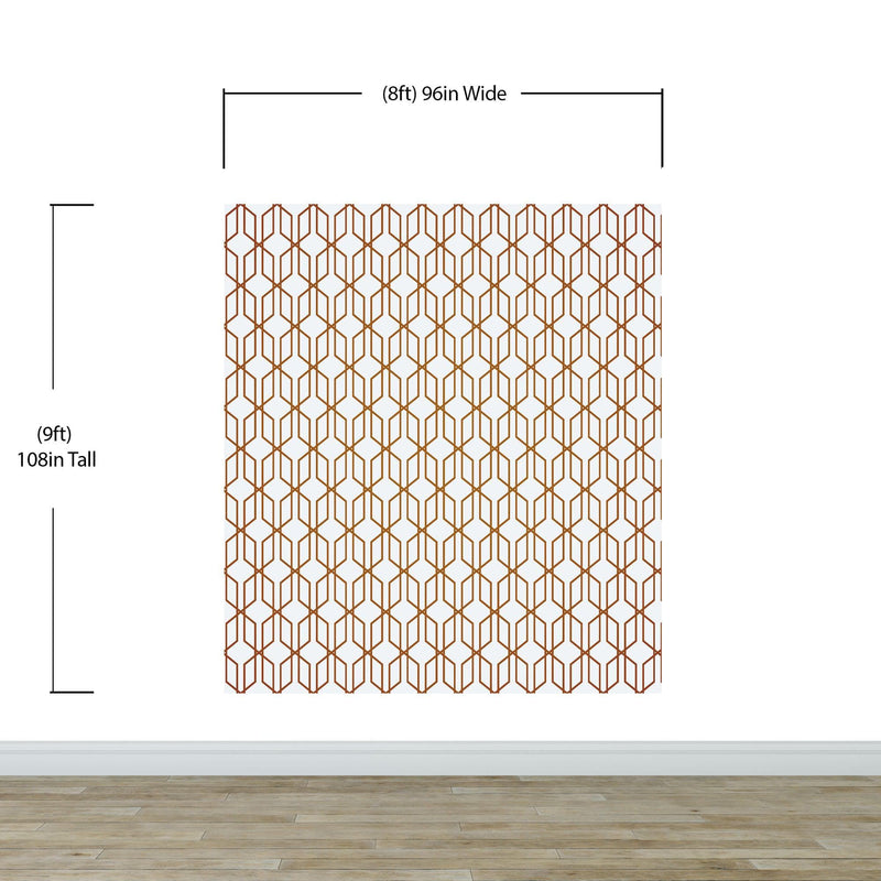 Modern Geometric Shape 3D Hexagon Bronze Lines Peel and Stick Wallpaper | Removable Wall Mural #6213
