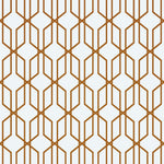 Modern Geometric Shape 3D Hexagon Bronze Lines Peel and Stick Wallpaper | Removable Wall Mural #6213