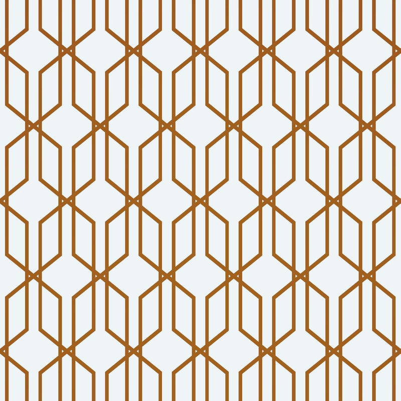 Modern Geometric Shape 3D Hexagon Bronze Lines Peel and Stick Wallpaper | Removable Wall Mural #6213