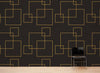 Dark Brown and Gold Square Geometric Pattern Peel and Stick Wallpaper | Removable Wall Mural #6215
