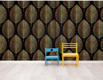 Gold Leave Autumn Pattern Peel and Stick Wallpaper | Removable Wall Mural #6217