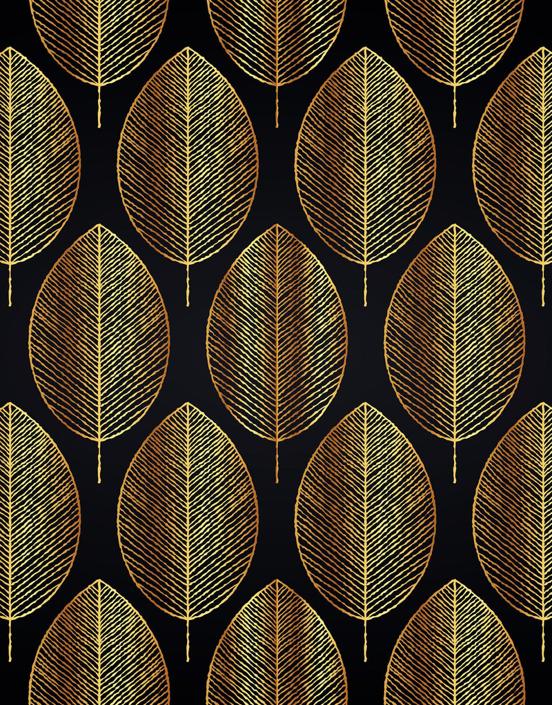 Gold Leave Autumn Pattern Peel and Stick Wallpaper | Removable Wall Mural #6217