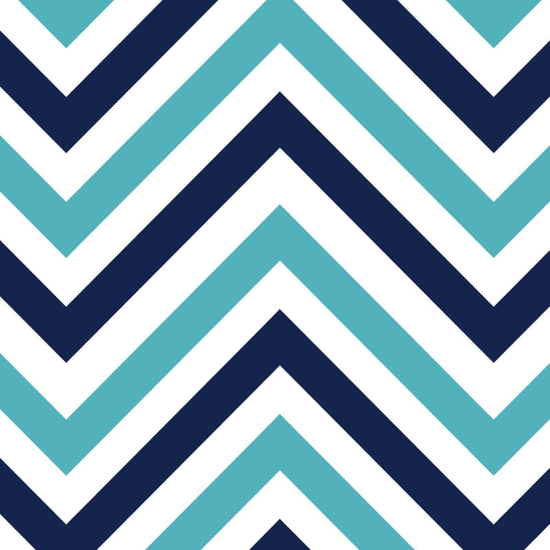 Seaside Chic Decor. Navy Blue and Teal Chevron Pattern Wallpaper. #6222
