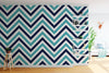 Seaside Chic Decor. Navy Blue and Teal Chevron Pattern Wallpaper. #6222