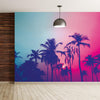 Miami Tropical Palm Tree Vice Color Wall Mural. Bright Miami Vice Blue and Fuchsia Colors. #6281
