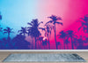 Miami Tropical Palm Tree Vice Color Wall Mural. Bright Miami Vice Blue and Fuchsia Colors. #6281