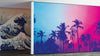 Miami Tropical Palm Tree Vice Color Wall Mural. Bright Miami Vice Blue and Fuchsia Colors. #6281