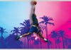 Miami Tropical Palm Tree Vice Color Wall Mural. Bright Miami Vice Blue and Fuchsia Colors. #6281