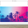 Miami Tropical Palm Tree Vice Color Wall Mural. Bright Miami Vice Blue and Fuchsia Colors. #6281