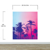 Miami Tropical Palm Tree Vice Color Wall Mural. Bright Miami Vice Blue and Fuchsia Colors. #6281