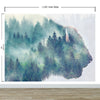 Foggy Mountain Forest View with Bison Buffalo Overlay Natural Scenery Wall Mural #6282.