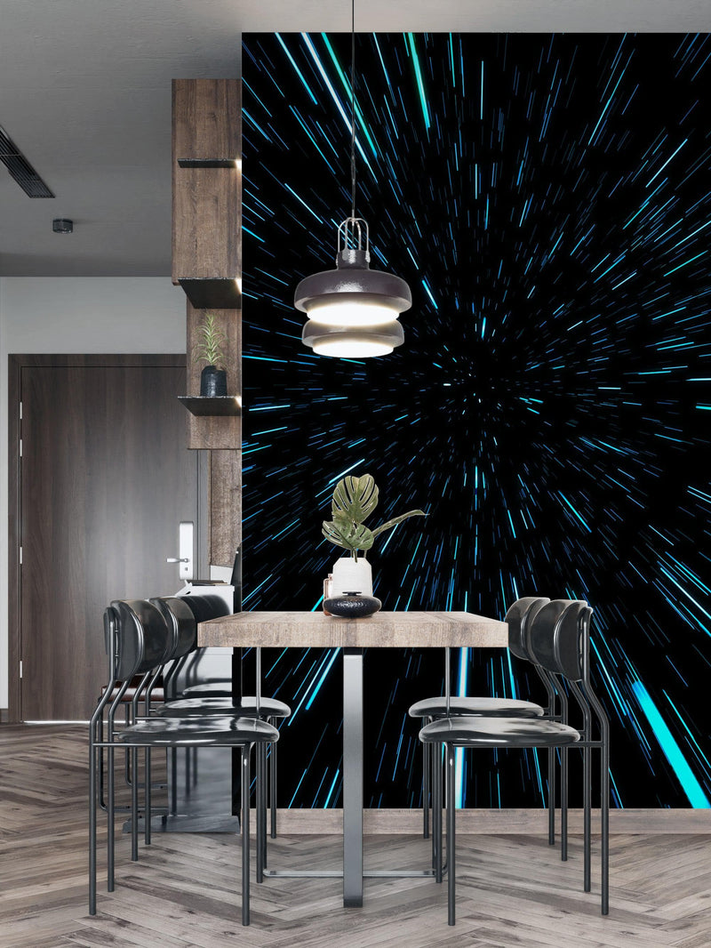 Lightspeed Through Hyperspace Wall Mural. Peel and Sticker Wallpaper. #6286
