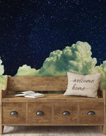 Dreamy Cloudy Night Among the Stars Wall Mural. Abstract Night Sky, Stars and Clouds. Peel and Stick Wallpaper. #6300