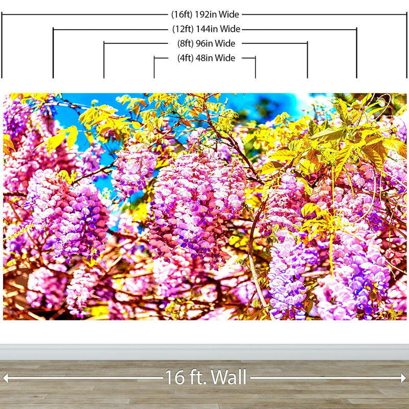 Colorful Purple Wisteria Flower Wall Mural. Peel and Stick Wallpaper. #6307