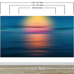 Sunset over the Ocean Horizon Wall Mural. Peel and Stick Wallpaper. #6308