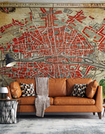 Vintage Map of Paris Wall Mural. Plattegrond van Parijs (ca. 1721–1774) by Guillaume Delisle. #6312