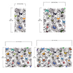 Butterflies in Flower Garden Wall Mural. Retro Black and White Illustration Floral Design. #6320