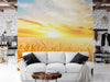 Sunset Sunrise over Farmland Wheat Field Wall Mural. Peel and Stick Wall Paper. #6323
