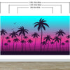 Miami Tropical Palm Tree Illustration Vice Color Sunset Wall Mural. Bright Miami Vice Blue and Fuchsia Colors. #6331