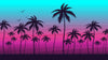 Miami Tropical Palm Tree Illustration Vice Color Sunset Wall Mural. Bright Miami Vice Blue and Fuchsia Colors. #6331