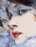 Vintage Painting, Three Women in Profile by Artist Henry Somm. Large Wall Mural / Peel and Stick Wallpaper. #6338