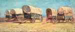 Western Cowboy Theme Wall Mural Decor. Study of Covered Wagons by Samuel Colman. Painting Artwork. Peel and Stick Wallpaper. #6339