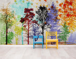 Forest Trees Wall Mural. Abstract Color Print. Peel and Stick Wallpaper / Removable Wall Mural. #6342