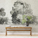 Forest Trees Wallpaper Peel and Stick Mural, Grove of Trees Drawing by Camille Pissarro. #6344