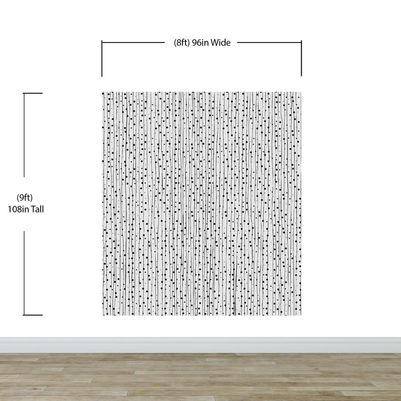Stylish Hand-drawn Thin Vertical Lines and Dots Wall Mural Pattern. Peel and Stick Wallpaper. #6346