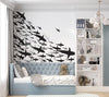 Shark Frenzy Underwater Wall Mural. Peel and Stick Wallpaper. Black and White Shark Silhouettes  #6347