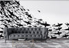 Shark Frenzy Underwater Wall Mural. Peel and Stick Wallpaper. Black and White Shark Silhouettes  #6347