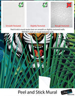 Hidden Tiger Behind Jungle Leaves Wall Mural. Peel and Stick Wallpaper. Safari Wildlife Illustration. #6351
