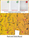 Botanical Flower Garden With Yellow Orange Background Wall Mural. Blossom Flower Decor. #6355